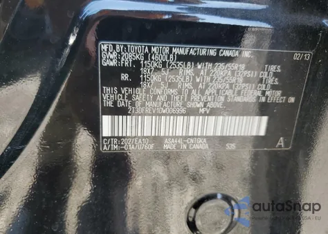 2013 Toyota Rav4 Limited z USA, uszkodzony, nr VIN 2T3DFREV1DW006996